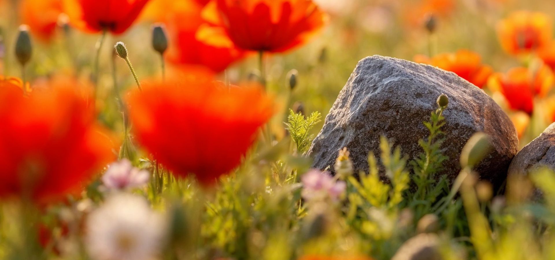 Zoom sur un champs de coquelicots