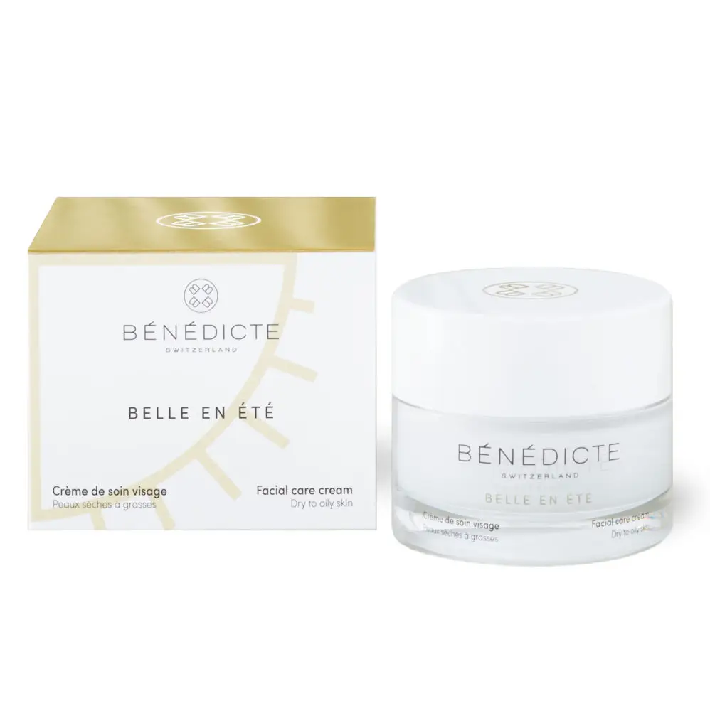 Crème visage été Bénédicte sur fond blanc